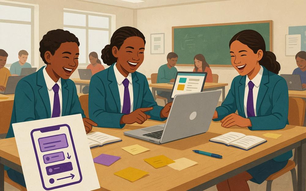 Illustration: students at a hackathon