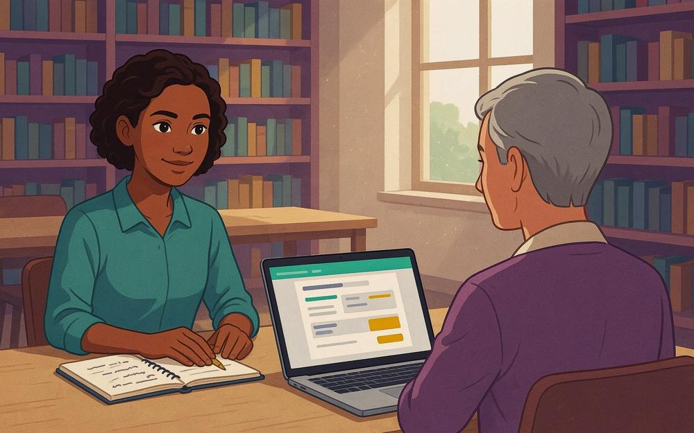 Illustration: a student planning her university application